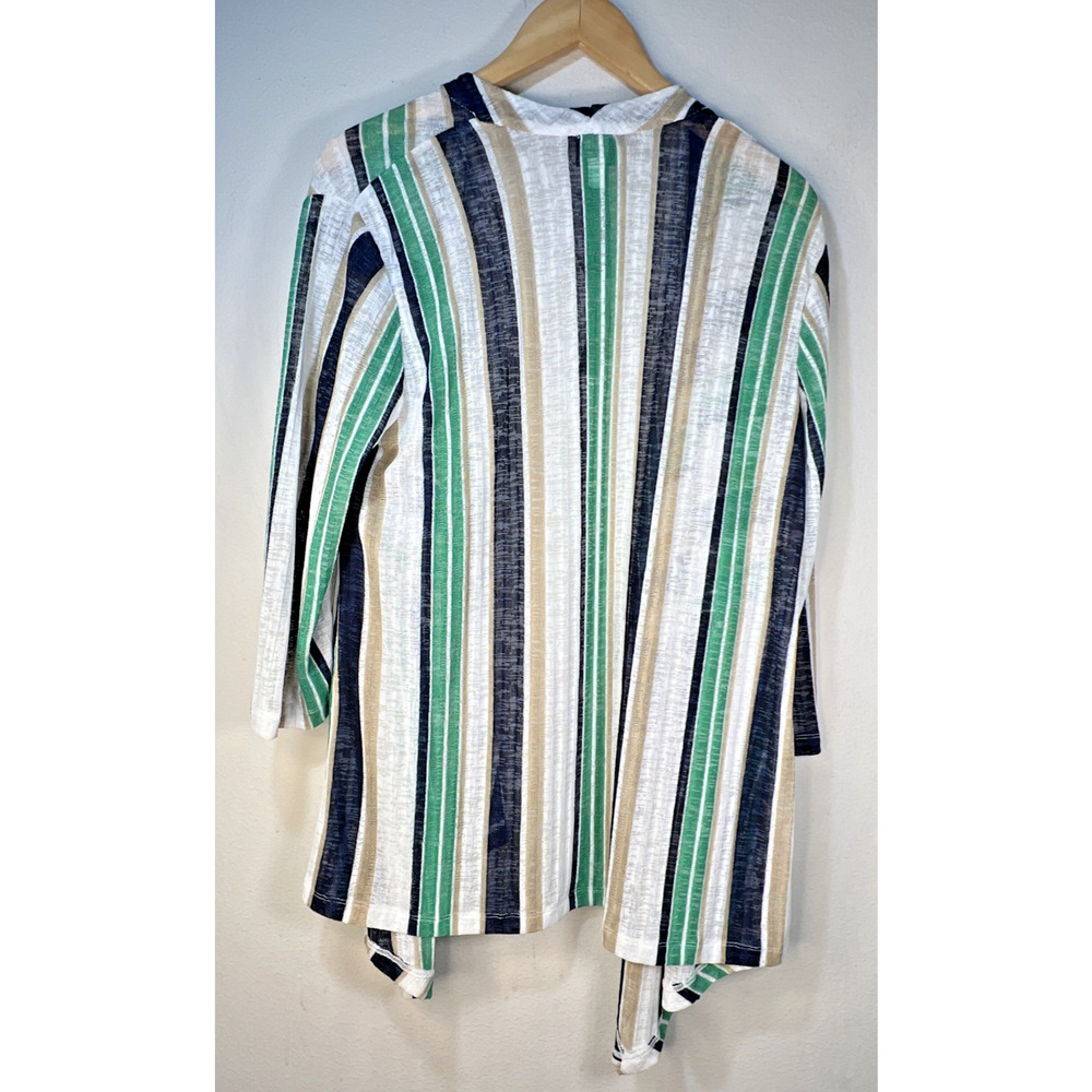 Chico's 2 chicos large Travelers Jacket Striped Cardigan Sweater Green NWT - Picture 6 of 11